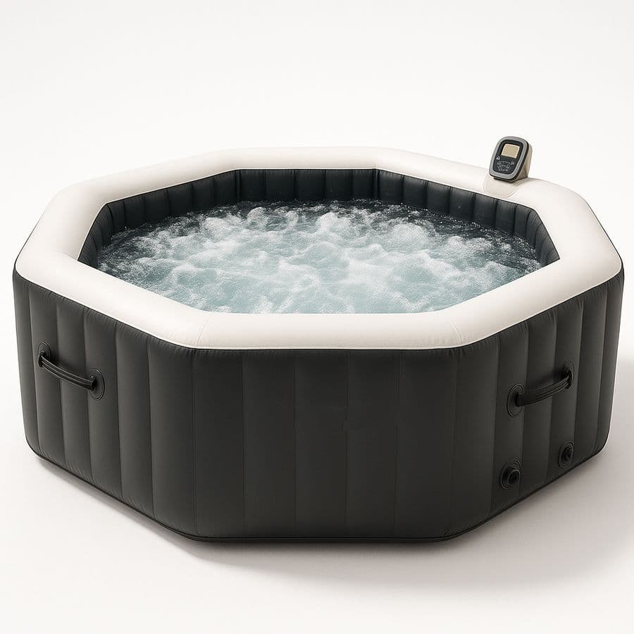 Spa Gonflable Octogonal PVC Noir/Blanc 180x180 cm