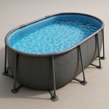 Piscine Hors-sol Ovale 300x180x76cm PVC/Acier Gris