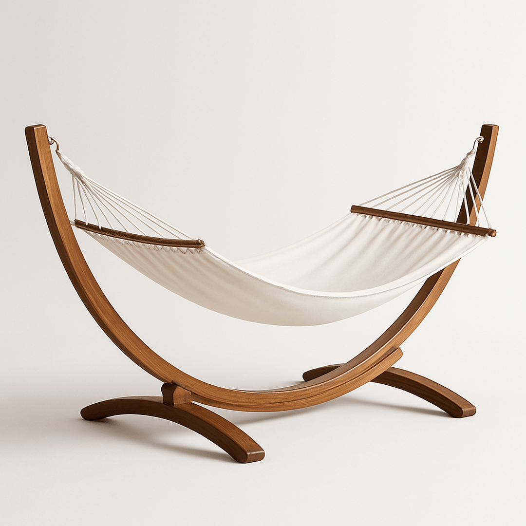 Hamac en bois d'acacia toile de coton lit 200x100 cm