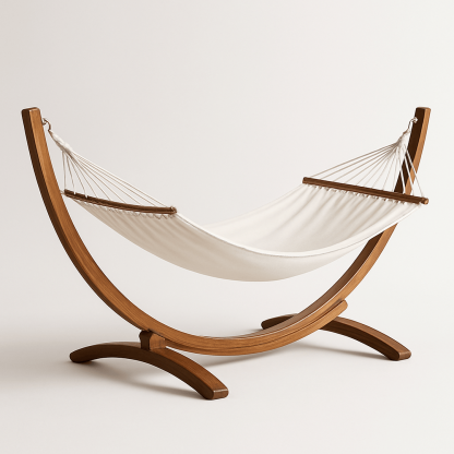 Hamac en bois d'acacia toile de coton lit 200x100 cm