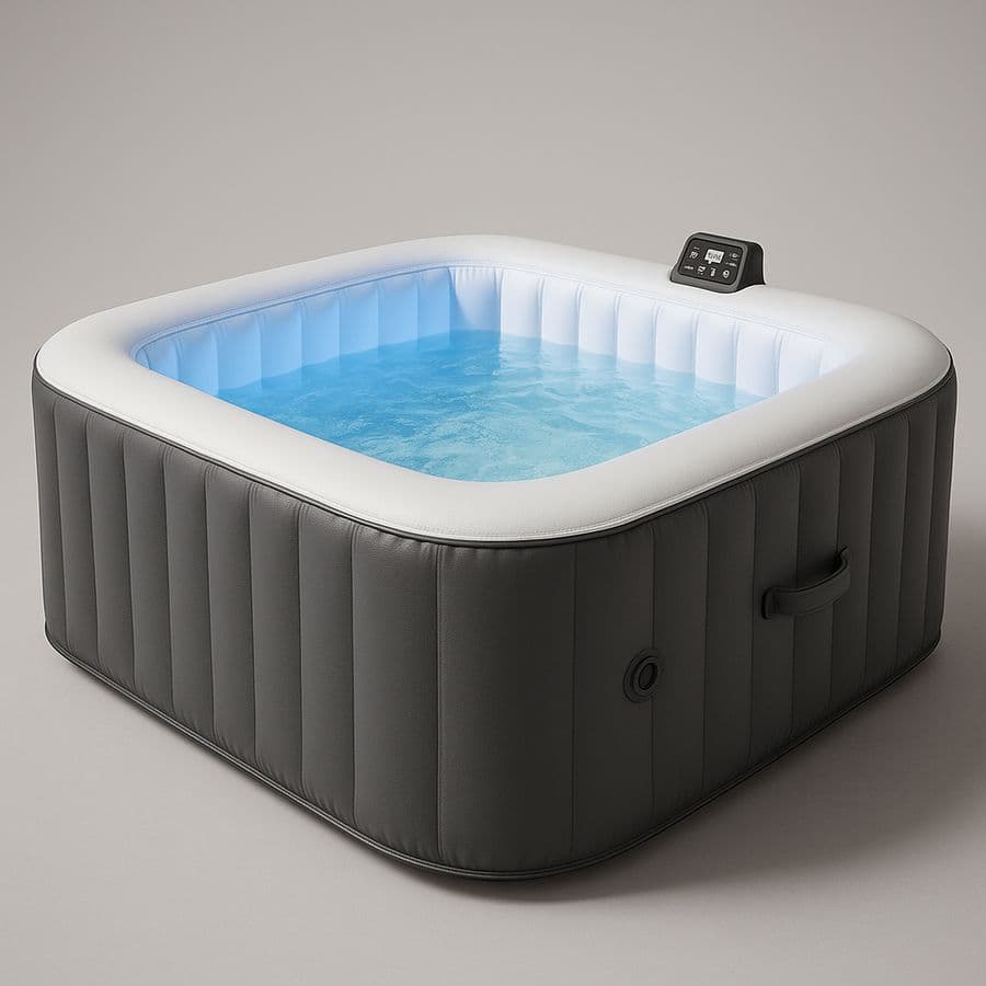 Spa Gonflable Carré 185x185x65 cm PVC Gris/Blanc