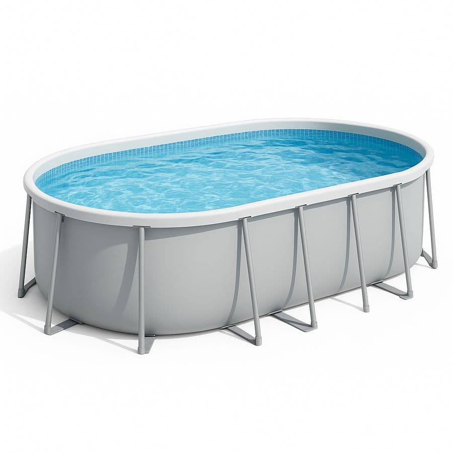 Piscine Hors Sol Ovale 400x200 cm Acier et PVC Gris