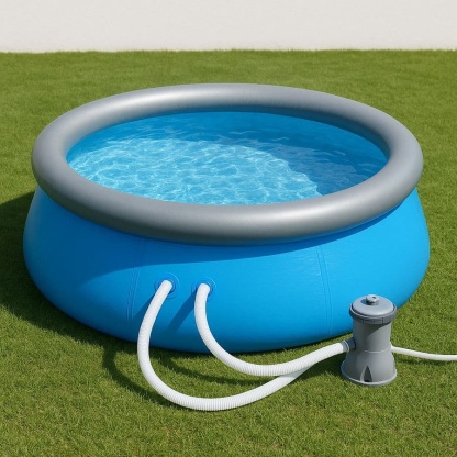 Piscine Gonflable Rond Bleu/Gris 305x76cm PVC