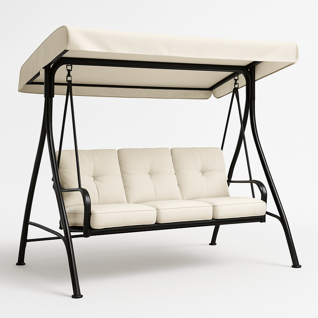 Balancelle 3 Places Acier Beige/Bâche Polyester 195x120x164 cm