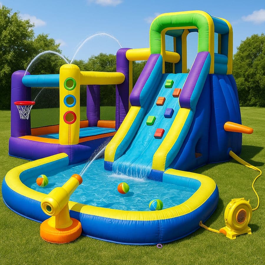 Structure Gonflable en PVC Aire de Jeux Aquatique Toboggan 450x380x245 cm
