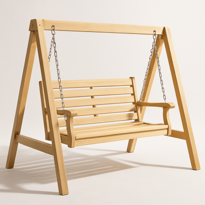 Balancelle de Jardin Bois de Pin Chaîne Acier 150x120x180cm