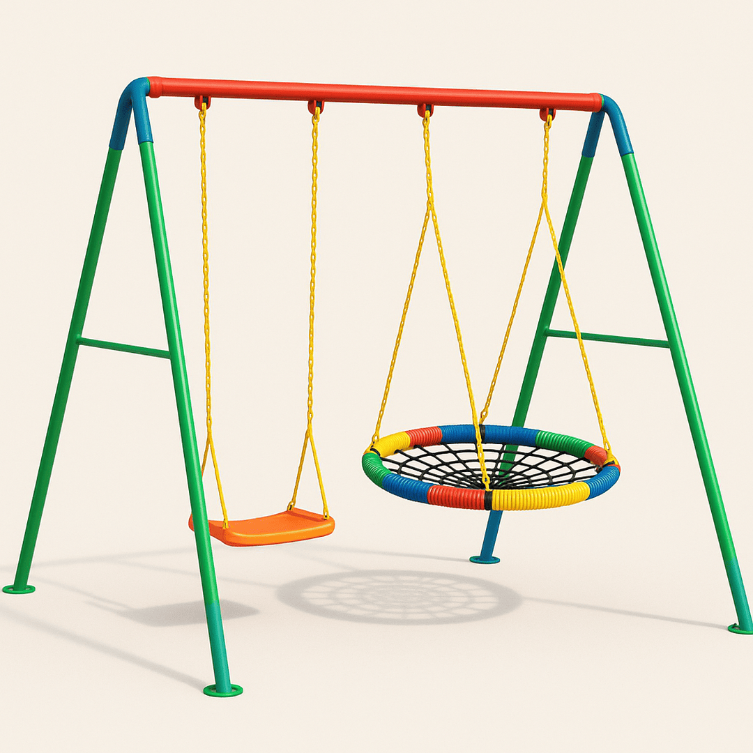 Portique double pour enfants avec siège nid coloré