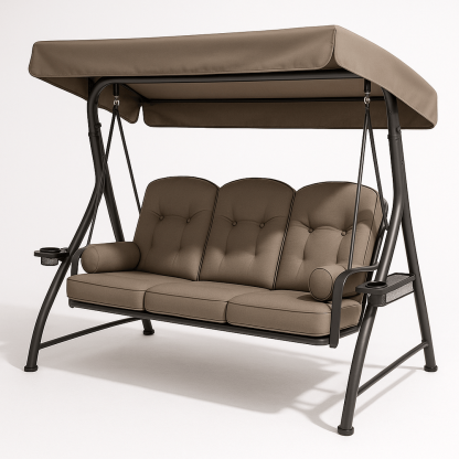 Rocking chair de jardin trois places, structure en acier