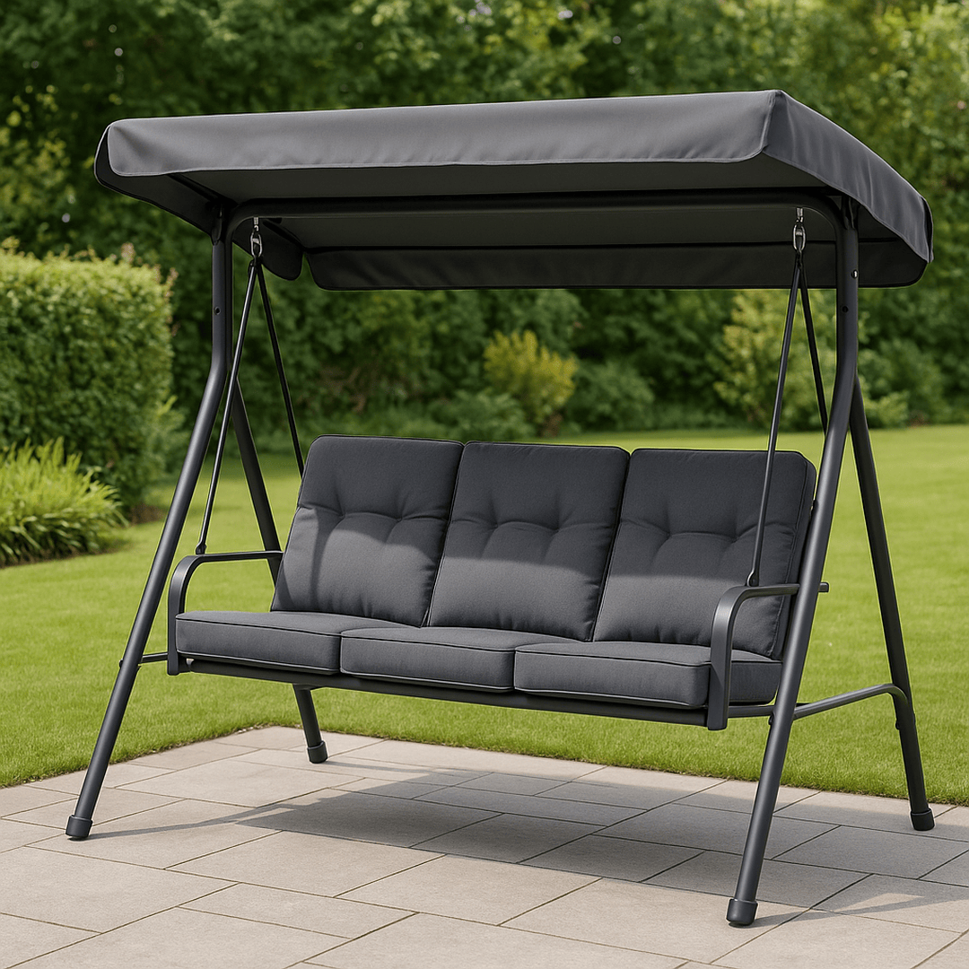 Balancelle de jardin avec auvent acier/acier gris foncé 3 places