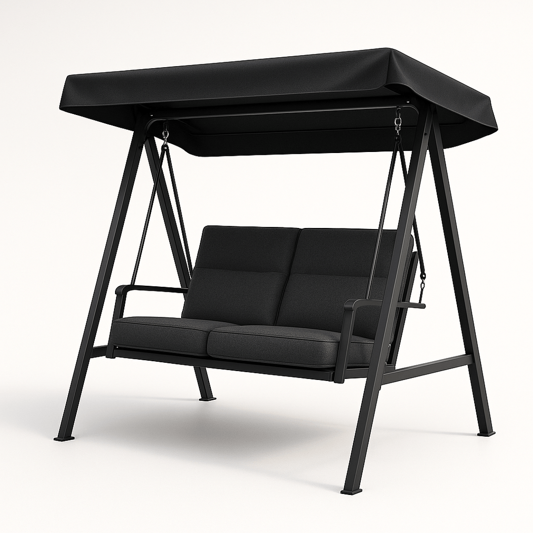 Balancelle de Jardin Double Noir Acier et Polyester 170x110x153 cm