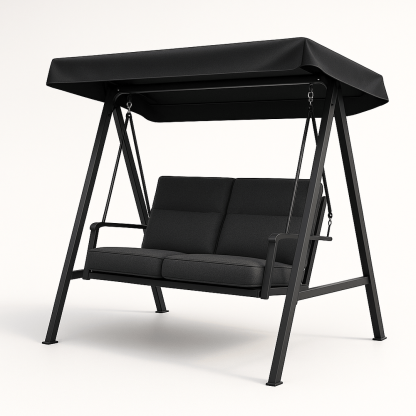 Balancelle de Jardin Double Noir Acier et Polyester 170x110x153 cm