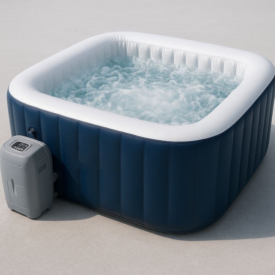 Spa gonflable carré PVC blanc/bleu 185x185 cm