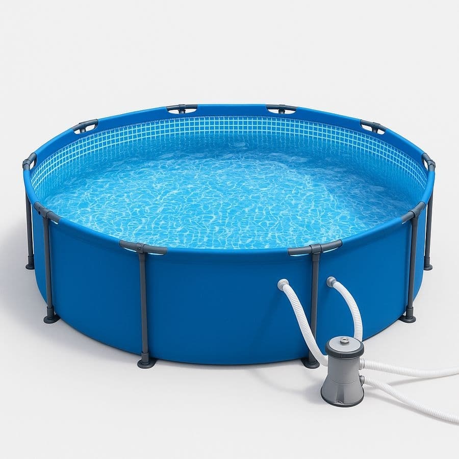 Piscine tubulaire ronde 366 cm acier/polyester bleu