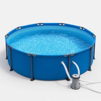 Piscine tubulaire ronde 366 cm acier/polyester bleu