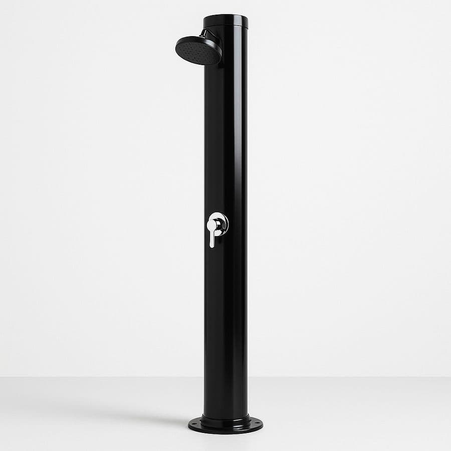Douche Solaire Extérieure Noire Cylindrique Aluminium 220cm