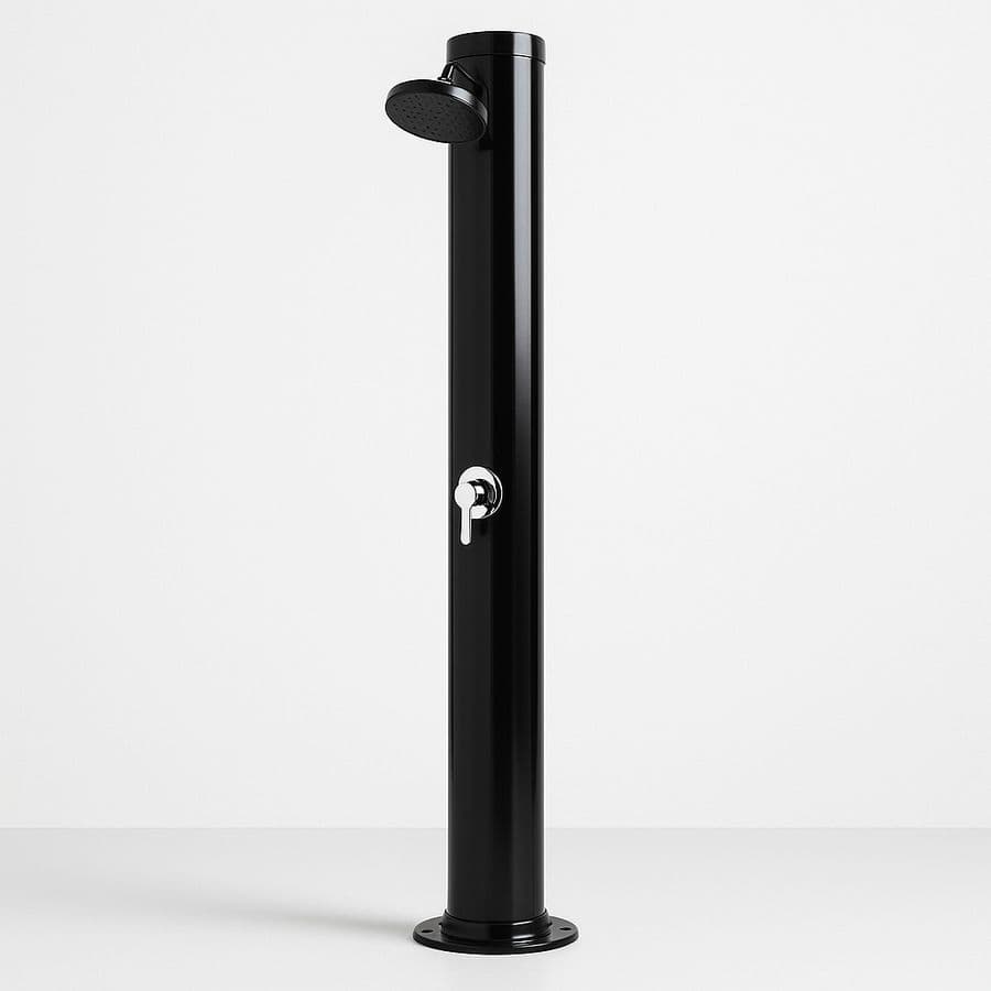 Douche Solaire Extérieure Noire Cylindrique Aluminium 220cm