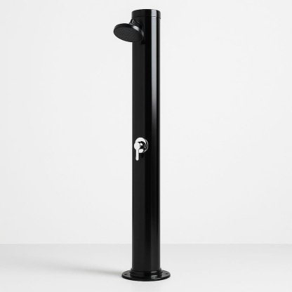 Douche Solaire Extérieure Noire Cylindrique Aluminium 220cm