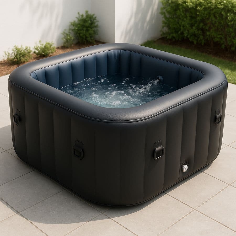 Spa Gonflable Carré PVC Noir 185x185 cm