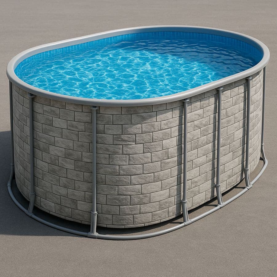 Piscine ovale acier 488x305 cm PVC Gris