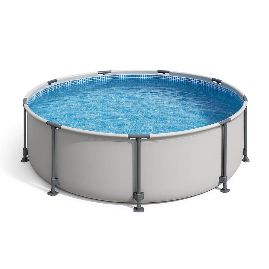 Piscine hors-sol ronde gris acier 366x100 cm PVC acier