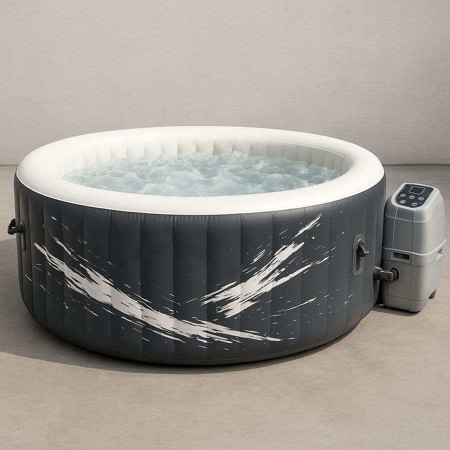 Spa gonflable rond gris/blanc 180 cm PVC