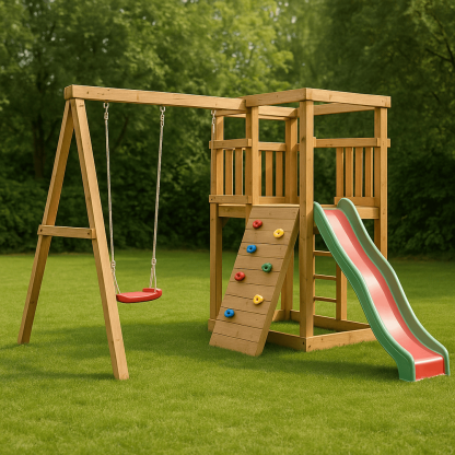 Aire de Jeux Extérieure pour Enfants avec Balançoire Échelle Toboggan Bois 300x250x240cm
