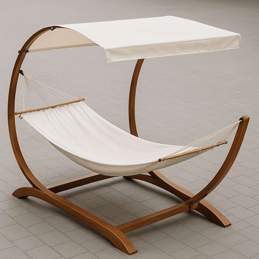 Hamac à Baldaquin en Bois Courbé Beige