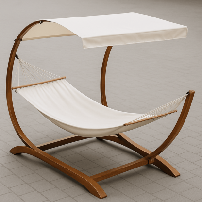 Hamac à Baldaquin en Bois Courbé Beige