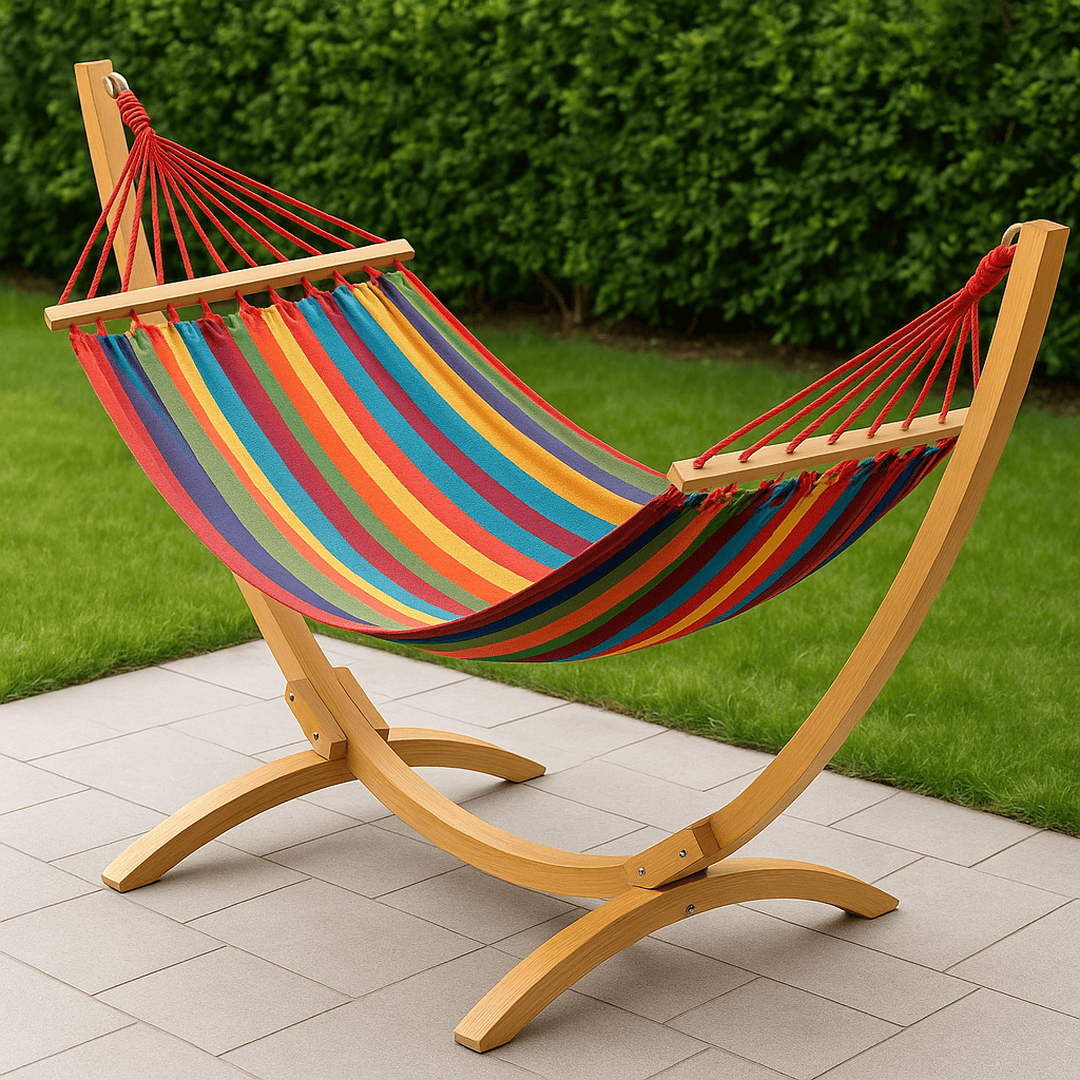 Hamacs Rayuress en Coton avec Support en Bois de Pin Courbé
