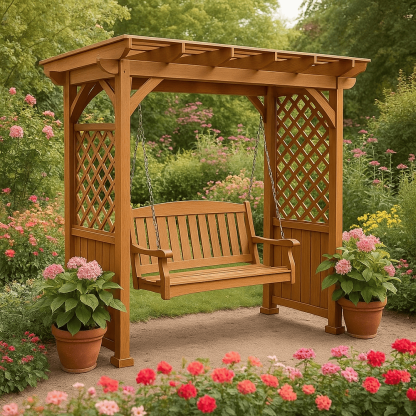 Balancelle de Jardin en Bois de Cèdre avec Treillis et Toit