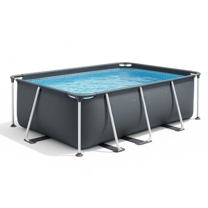 Piscine Hors Sol Rectangulaire 4x2m PVC/Acier Gris/Blanc