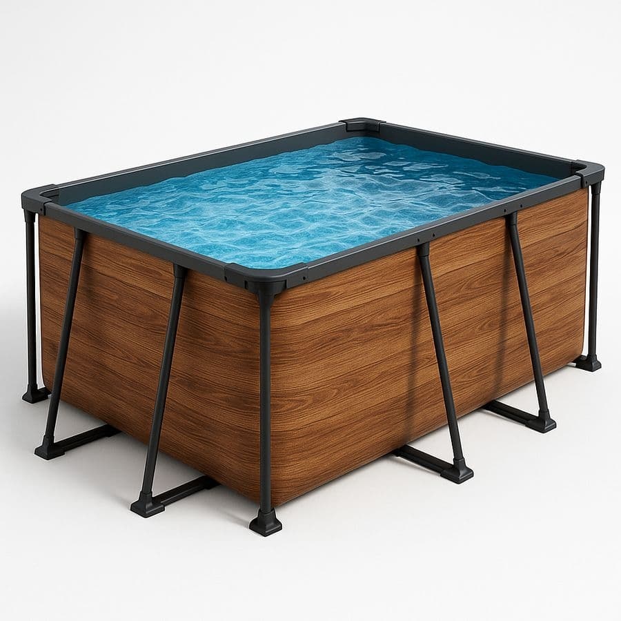 Piscine Rectangulaire 300x200x75 cm Acier/Bois Synthétique/Plastique