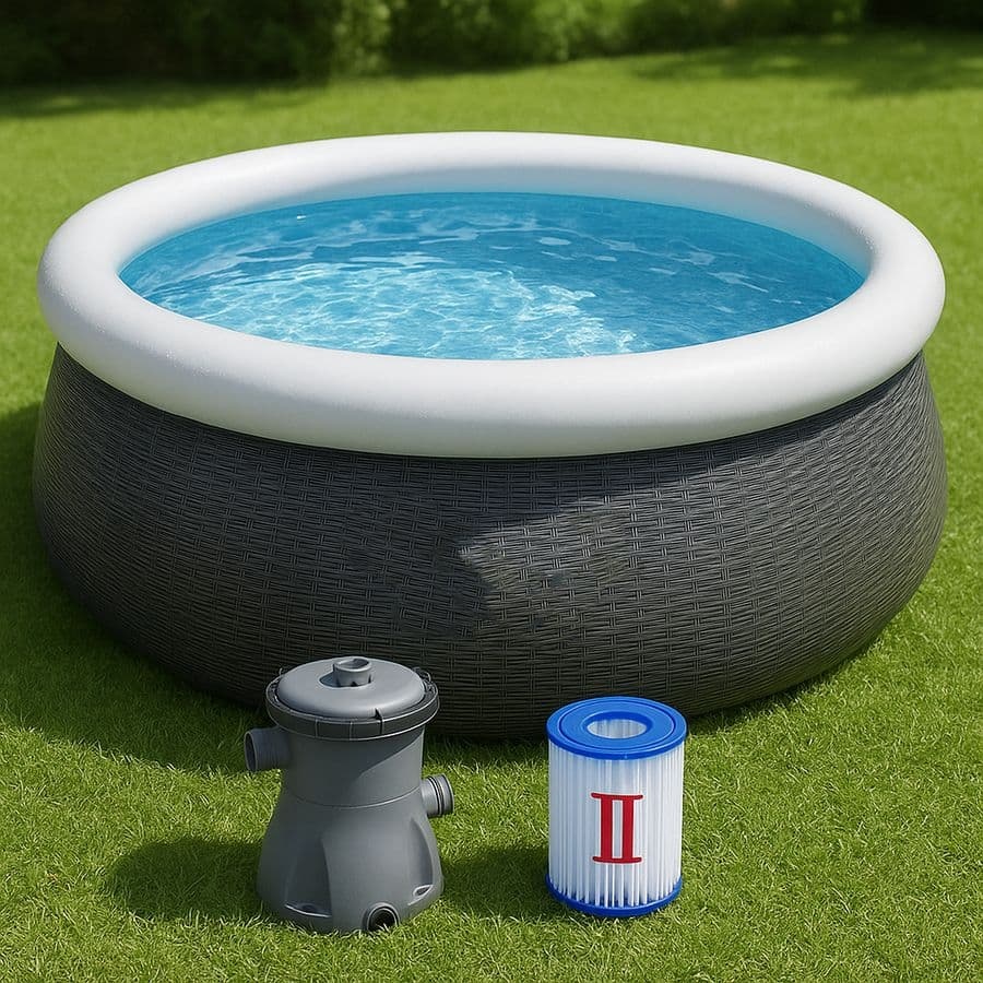 Piscine gonflable ronde gris clair 3m PVC 2 pièces
