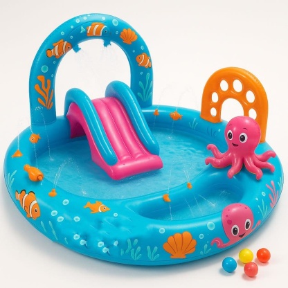 Piscine Gonflable Enfant PVC Aire de Jeux 244 cm Multi-Couleur