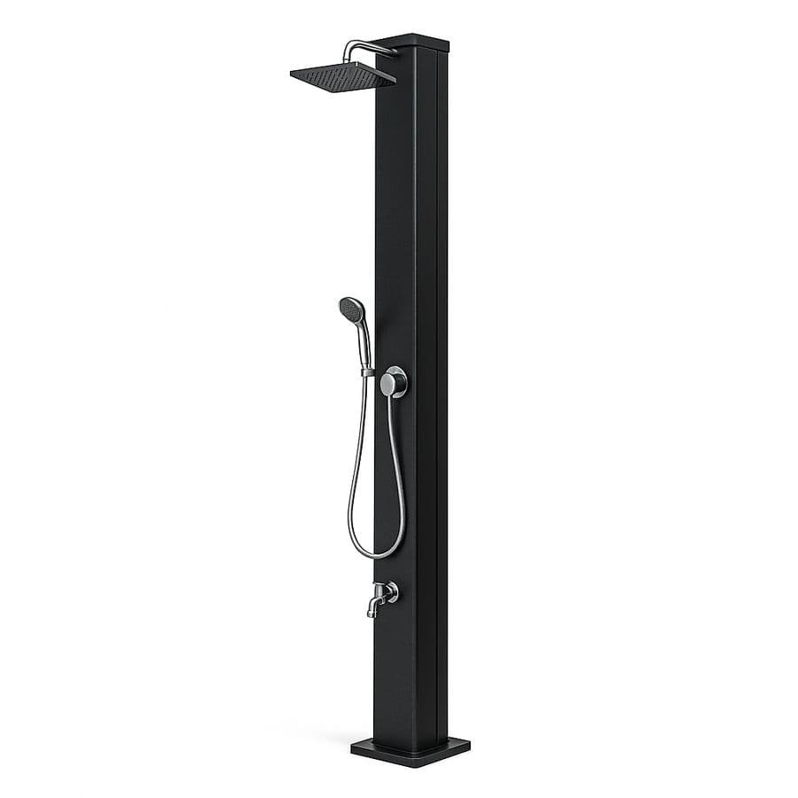 Douche solaire extérieure aluminium noir colonne carrée 220 cm