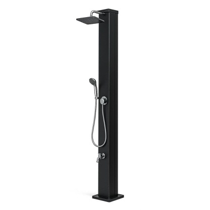 Douche solaire extérieure aluminium noir colonne carrée 220 cm