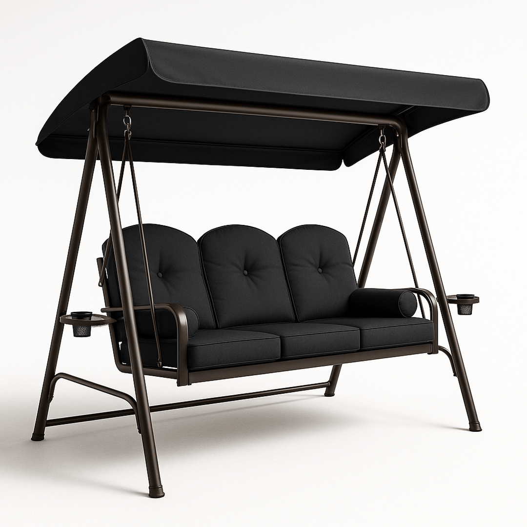 Balancelle canapé extérieur acier/Polyester 3 places 200x120x164 cm Noir