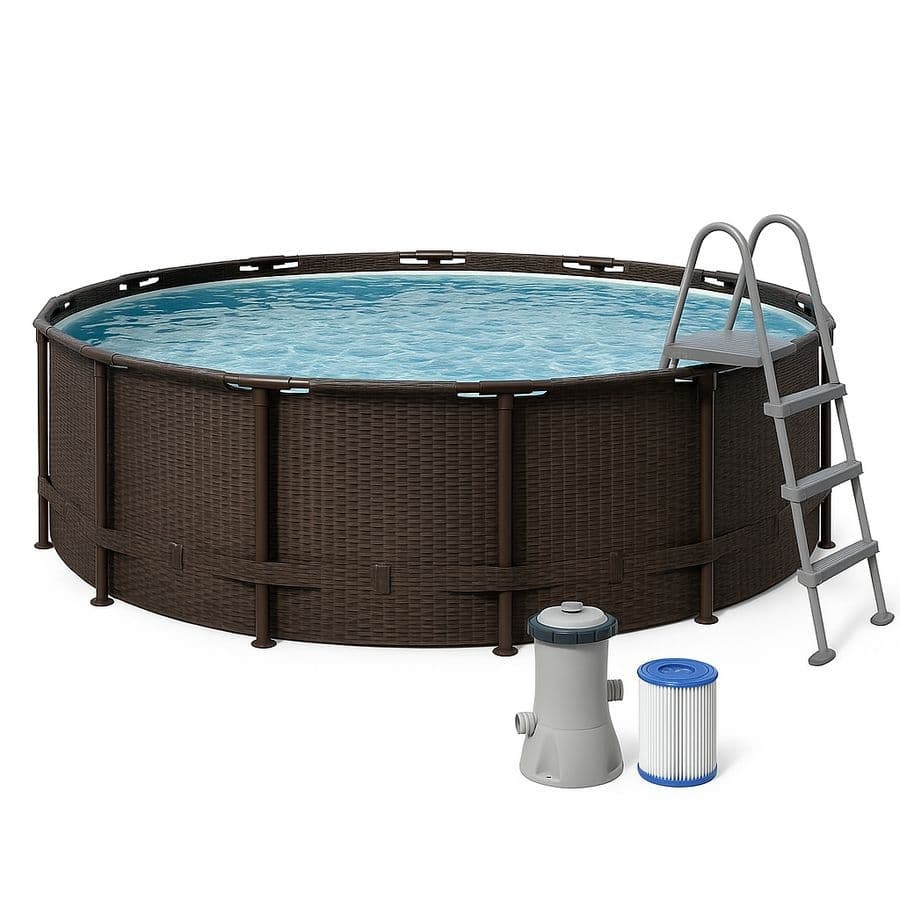 Piscine ronde hors-sol en résine de polypropylène marron, 366 cm x 100 cm