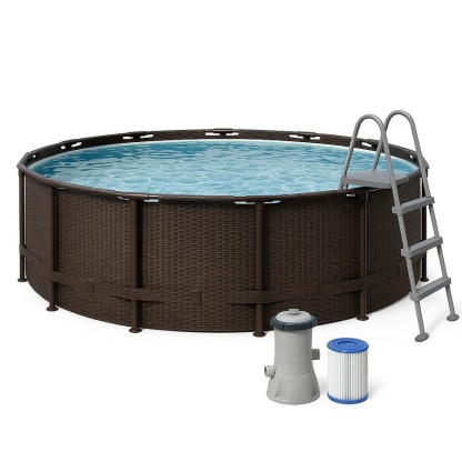 Piscine ronde hors-sol en résine de polypropylène marron, 366 cm x 100 cm