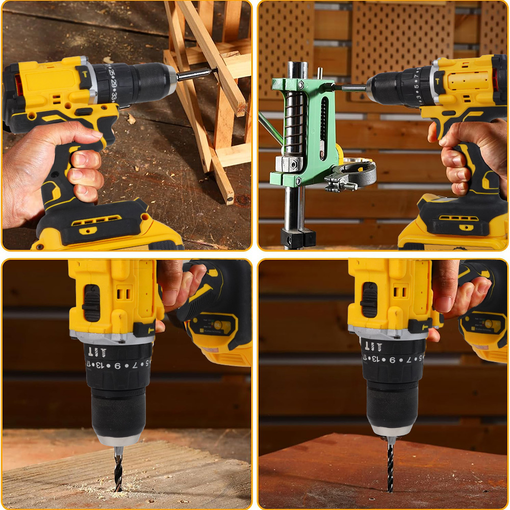 Compatible with DEWALT 20V MAX batteries, this compact 1/2-inch cordless brushless hammer drill with 2 speed settings is suitable for home, jobsite, and construction use.