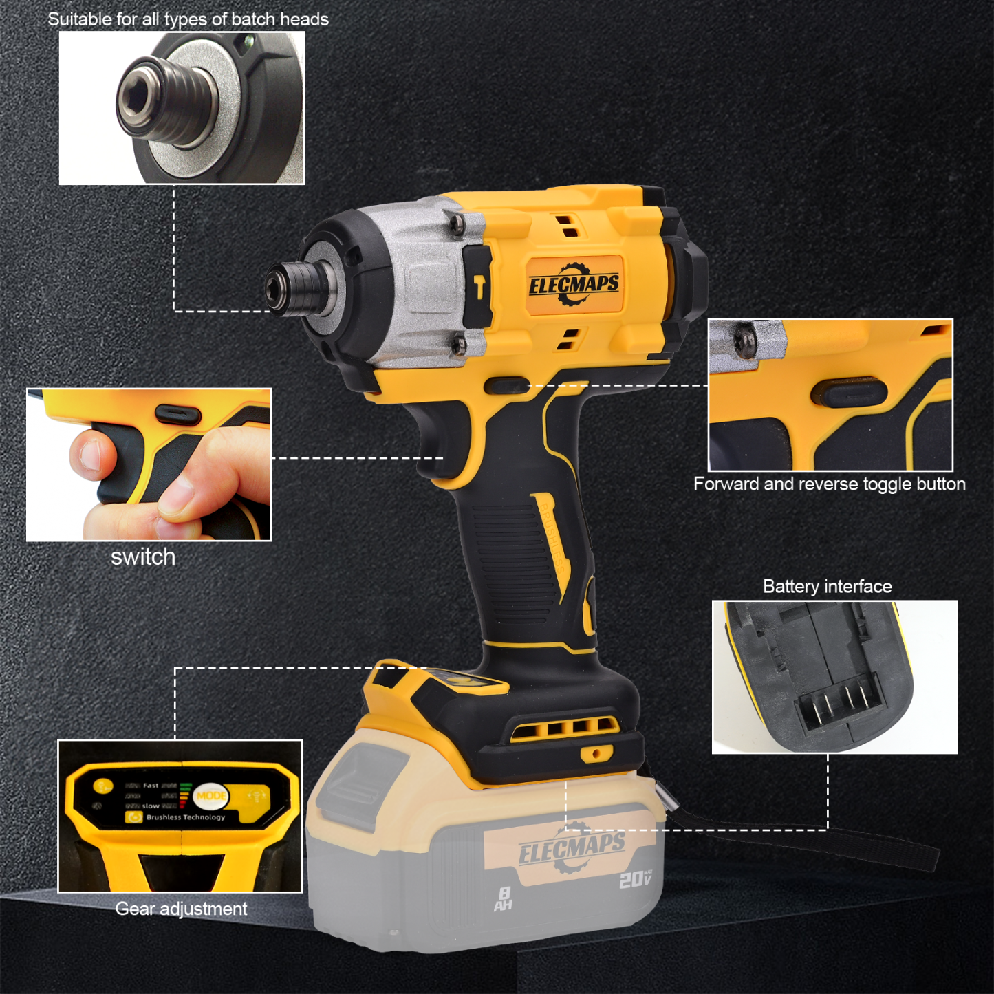 Compatible with DEWALT 20V MAX batteries, this 1/4-inch impact driver has a 0-2800 RPM range and an indicator light, making it suitable for home and appliance repairs.