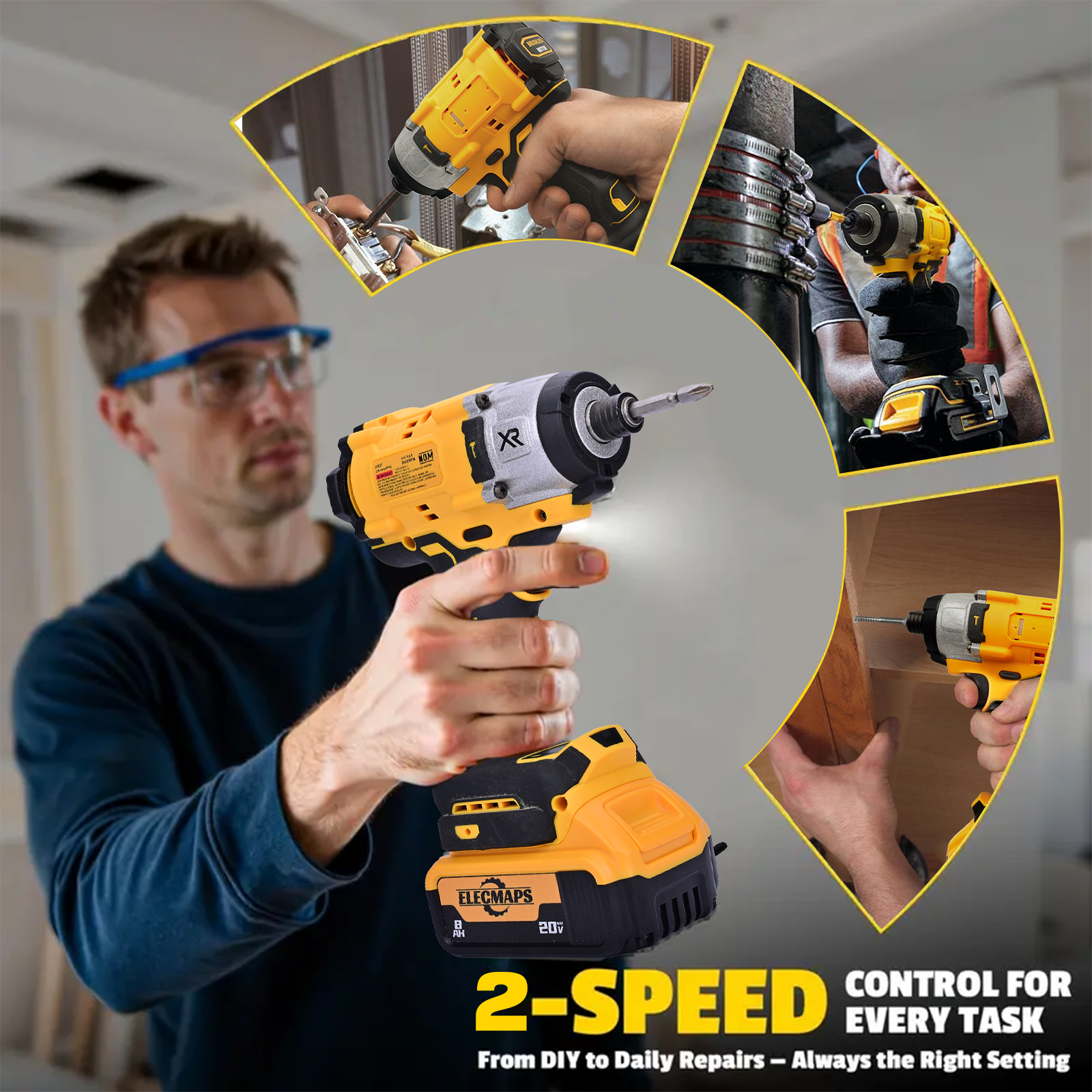 Compatible with DEWALT 20V MAX batteries, this 1/4-inch impact driver has a 0-2800 RPM range and an indicator light, making it suitable for home and appliance repairs.