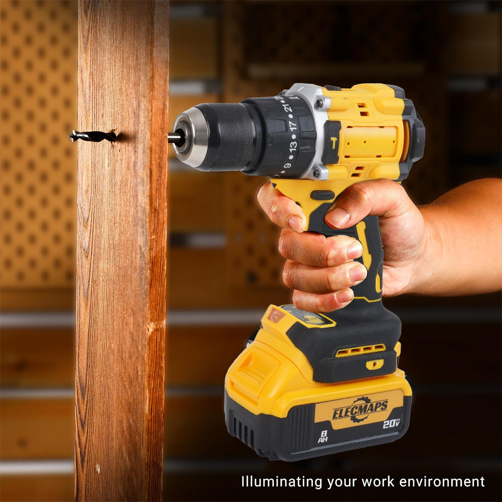 Compatible with DEWALT 20V MAX batteries, this compact 1/2-inch cordless brushless hammer drill with 2 speed settings is suitable for home, jobsite, and construction use.
