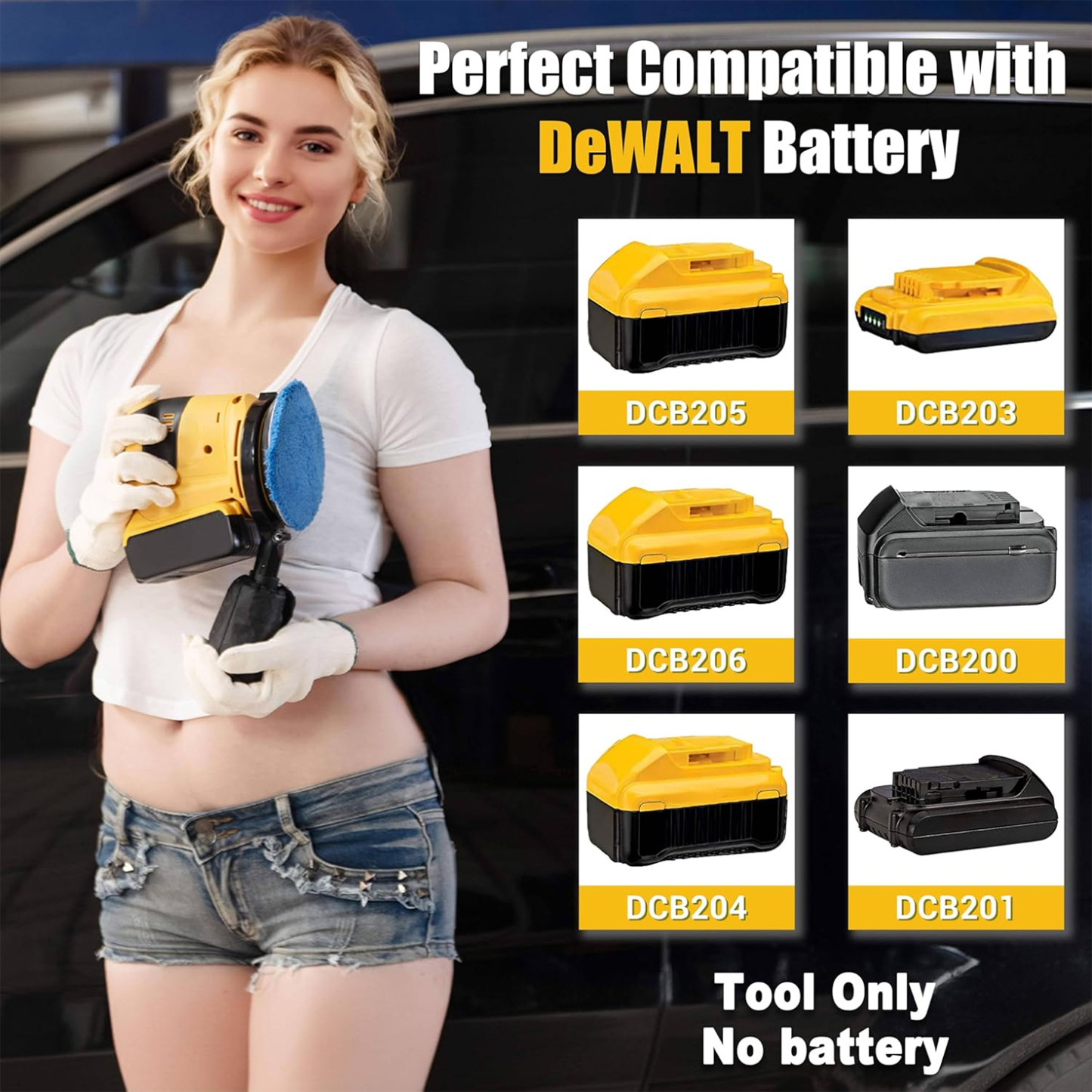 Random Orbital Sander for DEWALT 20v Battery, 5-inch Variable Speed ​​Orbital Handheld Sander with Dust Extractor for Sanding and Polishing