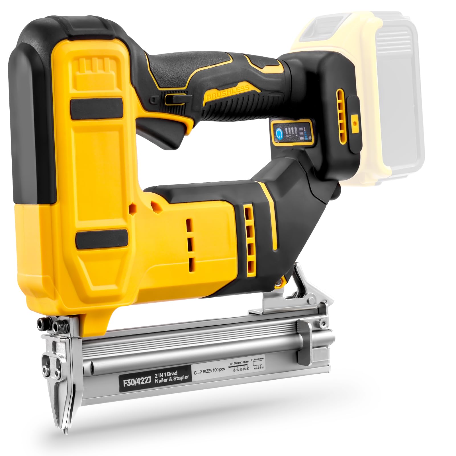18GA Cordless Brad Nailer for Dewalt 20V Max, Brushless Brad Nailer, 18 Gauge Woodworking Nailer for Home DIY, 2-in-1 Electric Nailer, Brushless, Two Modes, 5/8 to 1-1/4 Inch