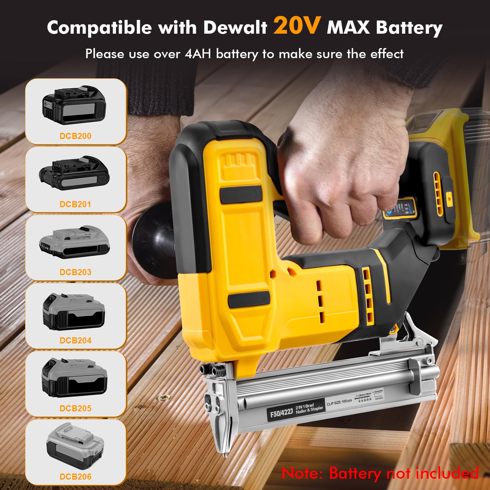 18GA Cordless Brad Nailer for Dewalt 20V Max, Brushless Brad Nailer, 18 Gauge Woodworking Nailer for Home DIY, 2-in-1 Electric Nailer, Brushless, Two Modes, 5/8 to 1-1/4 Inch