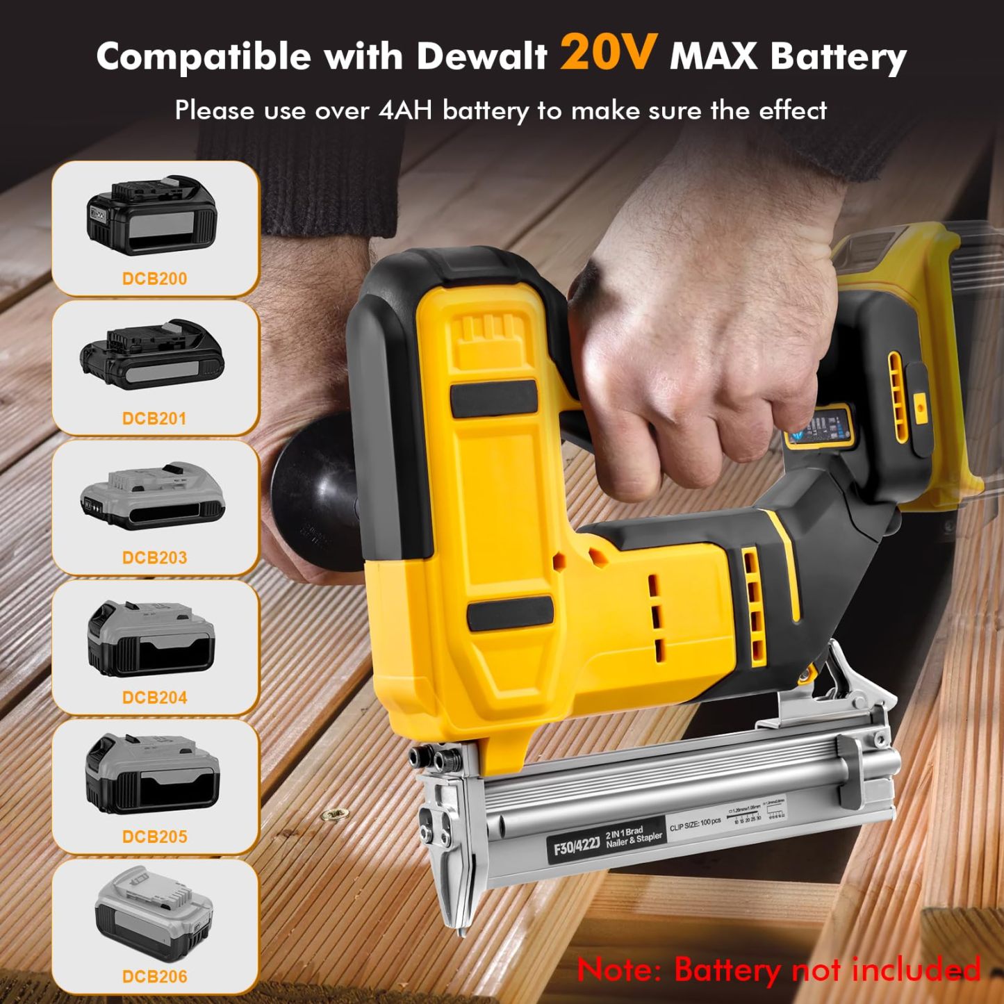 18GA Cordless Brad Nailer for Dewalt 20V Max, Brushless Brad Nailer, 18 Gauge Woodworking Nailer for Home DIY, 2-in-1 Electric Nailer, Brushless, Two Modes, 5/8 to 1-1/4 Inch