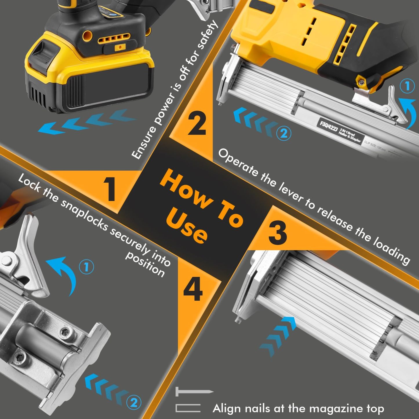 18GA Cordless Brad Nailer for Dewalt 20V Max, Brushless Brad Nailer, 18 Gauge Woodworking Nailer for Home DIY, 2-in-1 Electric Nailer, Brushless, Two Modes, 5/8 to 1-1/4 Inch