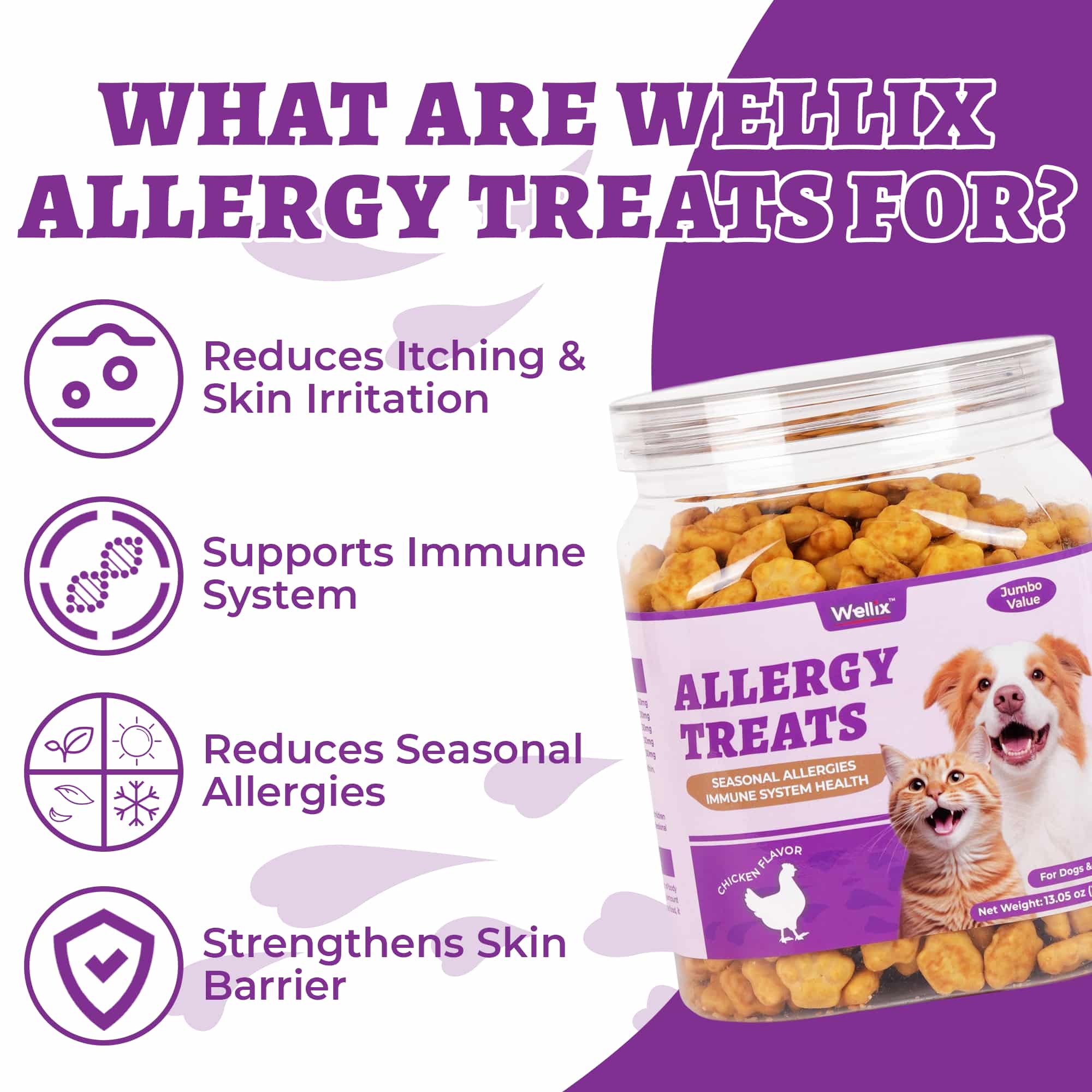 Wellix Calming Treats for Cats – 13.5oz Chicken-Flavored with Chamomile & Melatonin, Aids Relaxation & Anxiety Relief for Indoor Cats & Kittens-CritterCorner