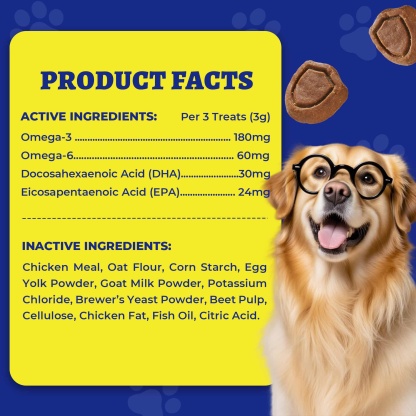 Wellix Dog Skin and Coat Supplement - Omega 3 Fish Oil for Dogs - Supports Skin & Coat, Itching Relief & Anti-Shedding - Tasty Allergy Chews - 260 Bites-CritterCorner